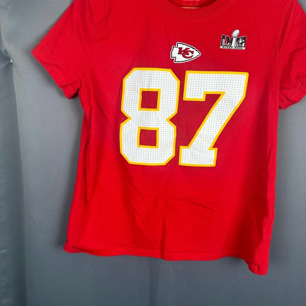 Nike Kansas City Chiefs Travis Kelce 87 Super Bowl LVII Red T-Shirt Mens Large